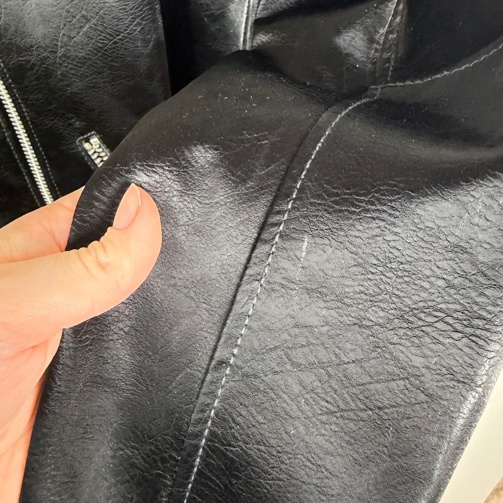 NWT Cinq‎ a Sept Brice Faux Leather Moto Jacket Small Black Belted Minimalist - Picture 10 of 16
